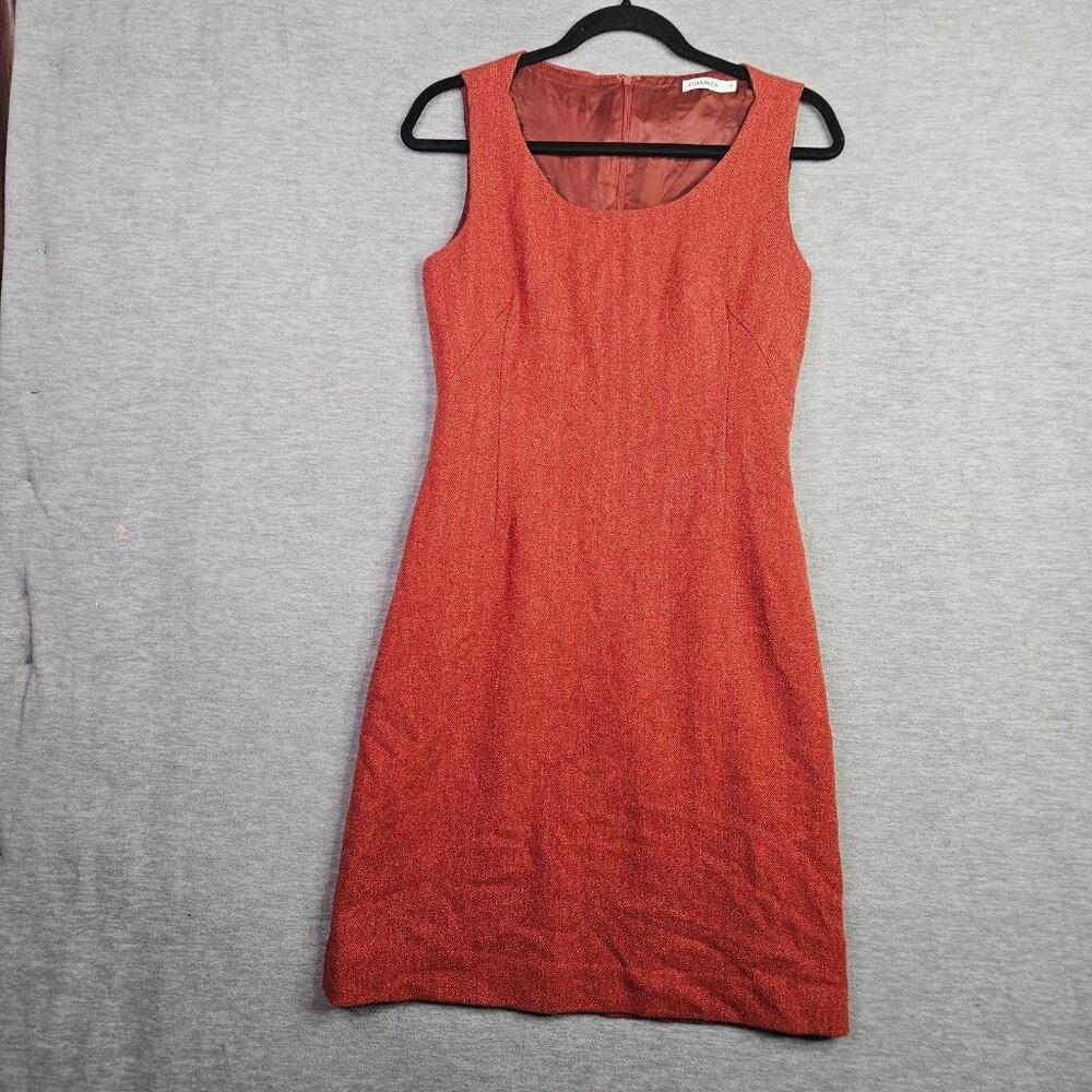 Chaiken Women's Orange Herringbone Pattern Sheath Dress Size S